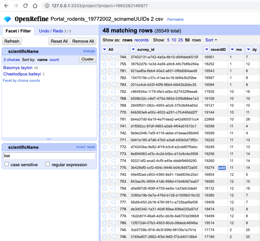 OpenRefine Sorting