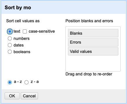 OpenRefine Sorting