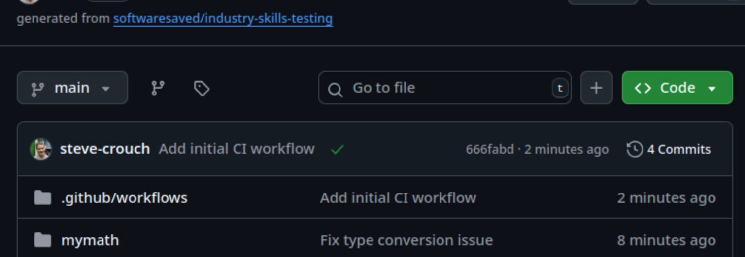 GitHub repository page indicating a successfully completed workflow run