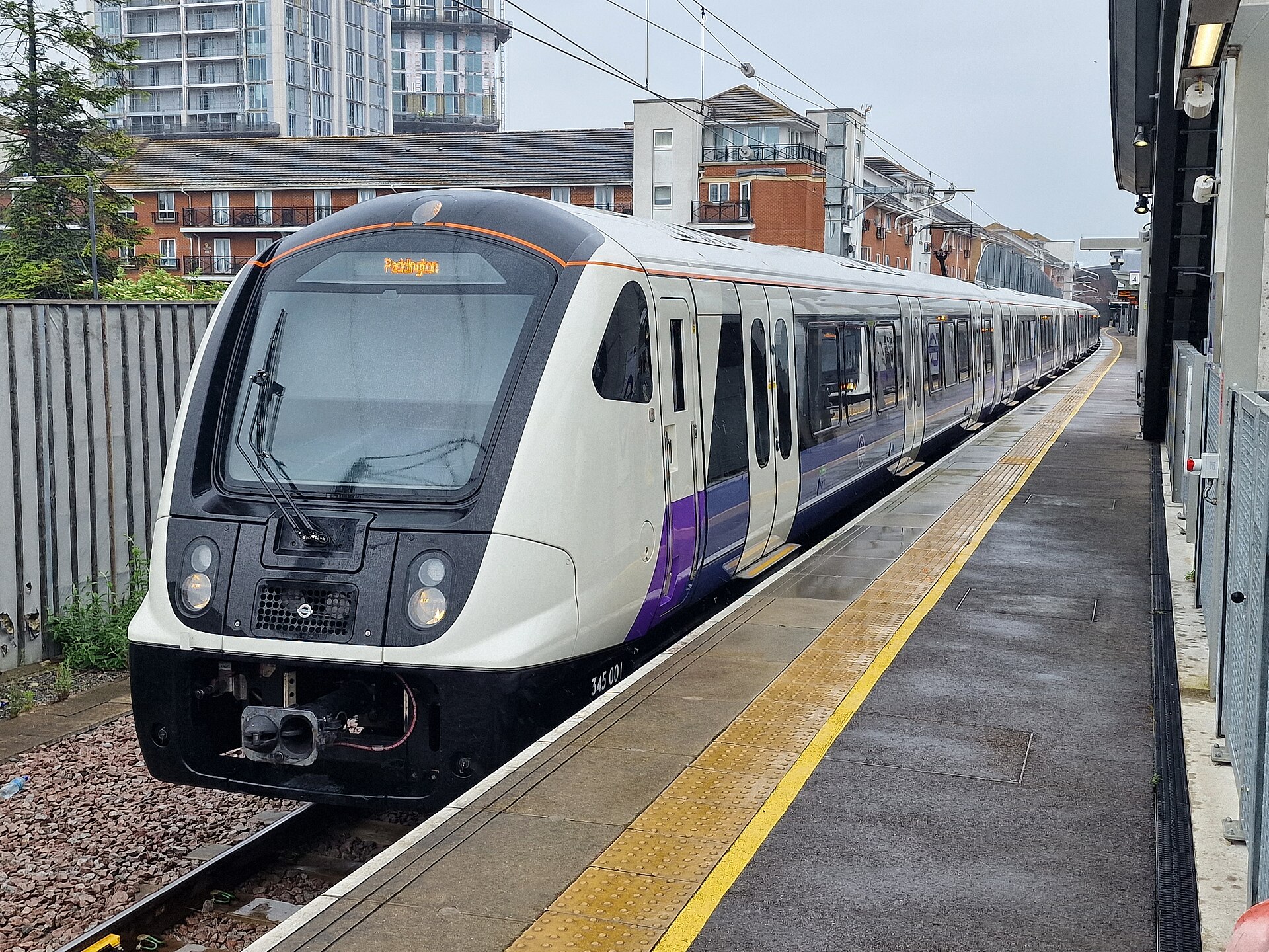 Elizabeth Line train 345001 at Abbey Wood