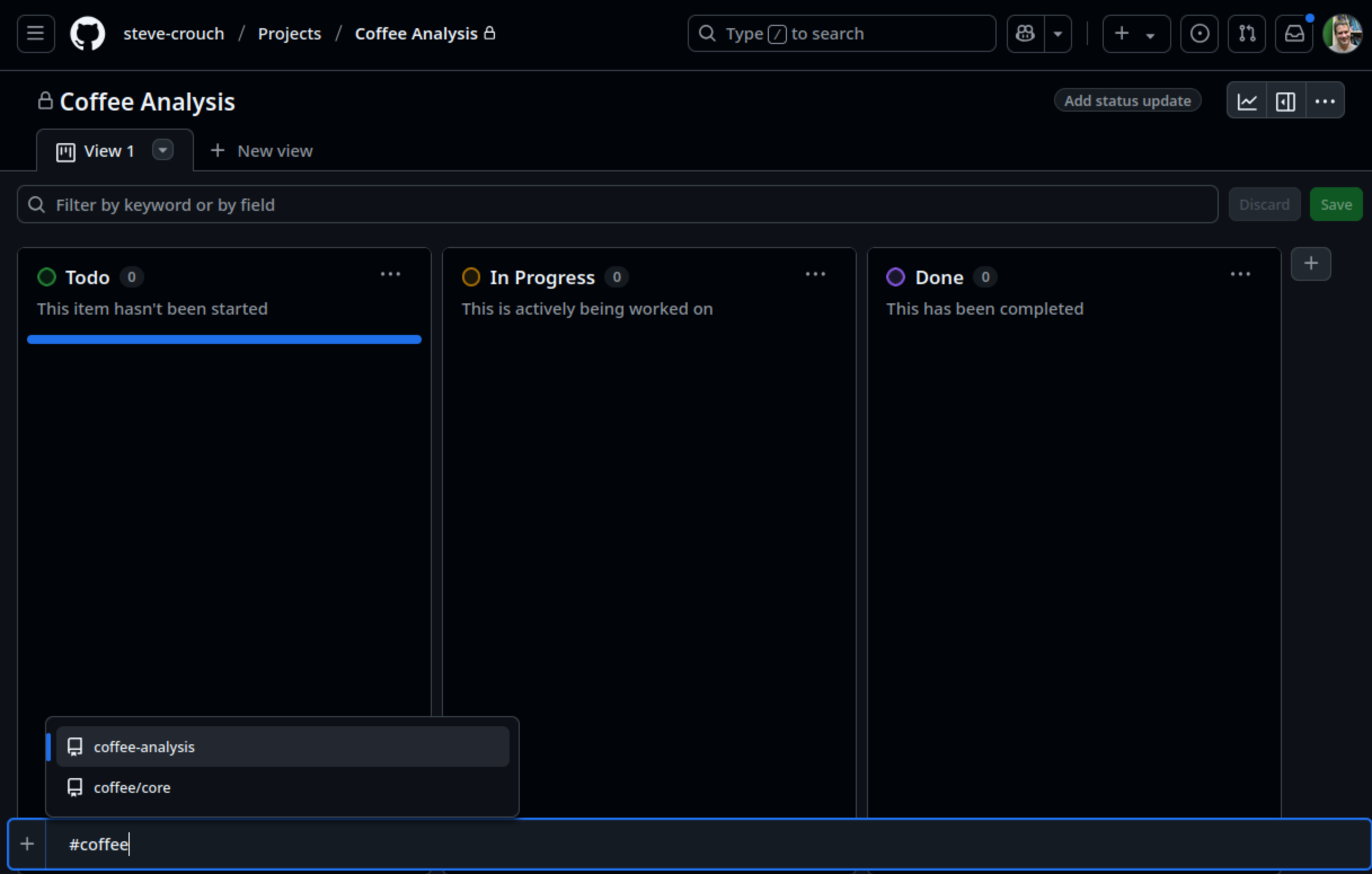 Adding an issue to a GitHub project board