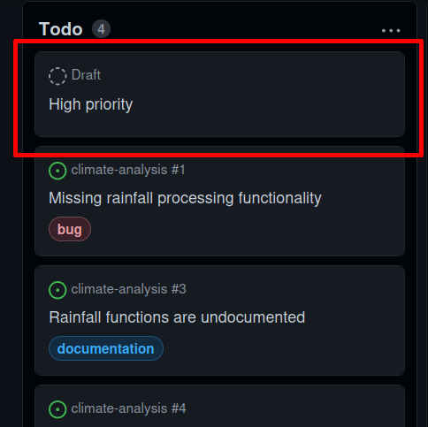 Prioritisation by order in column