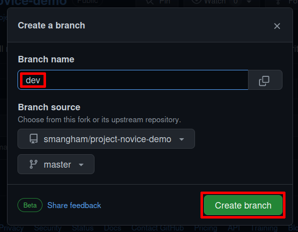 New branch details