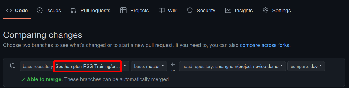 Pull request target