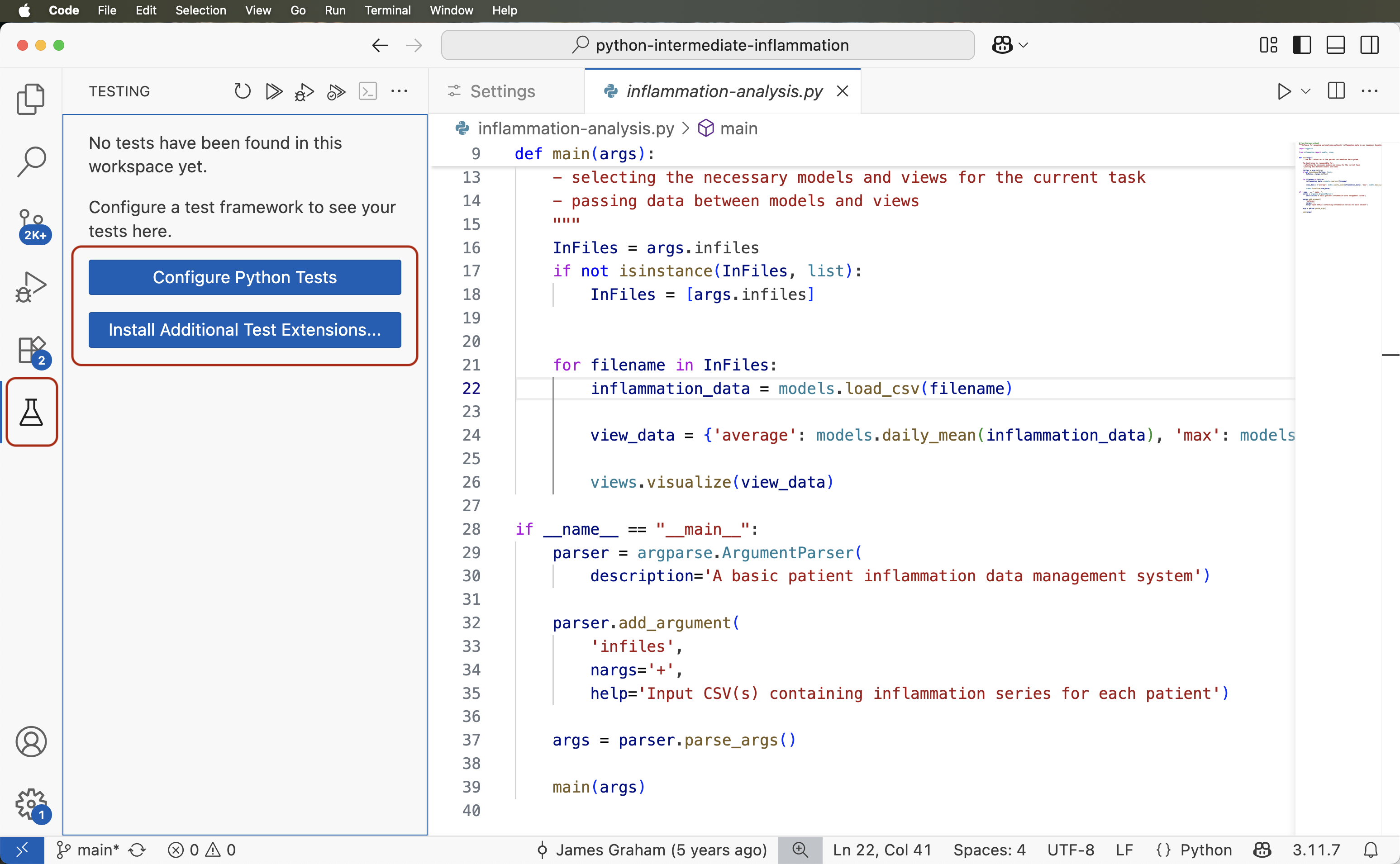Setting up test framework in VS Code