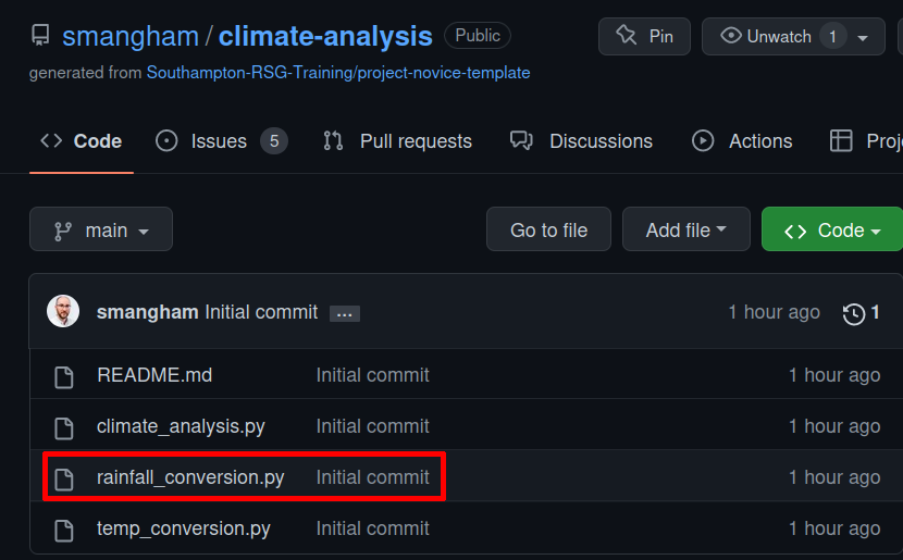 Opening a file in GitHub